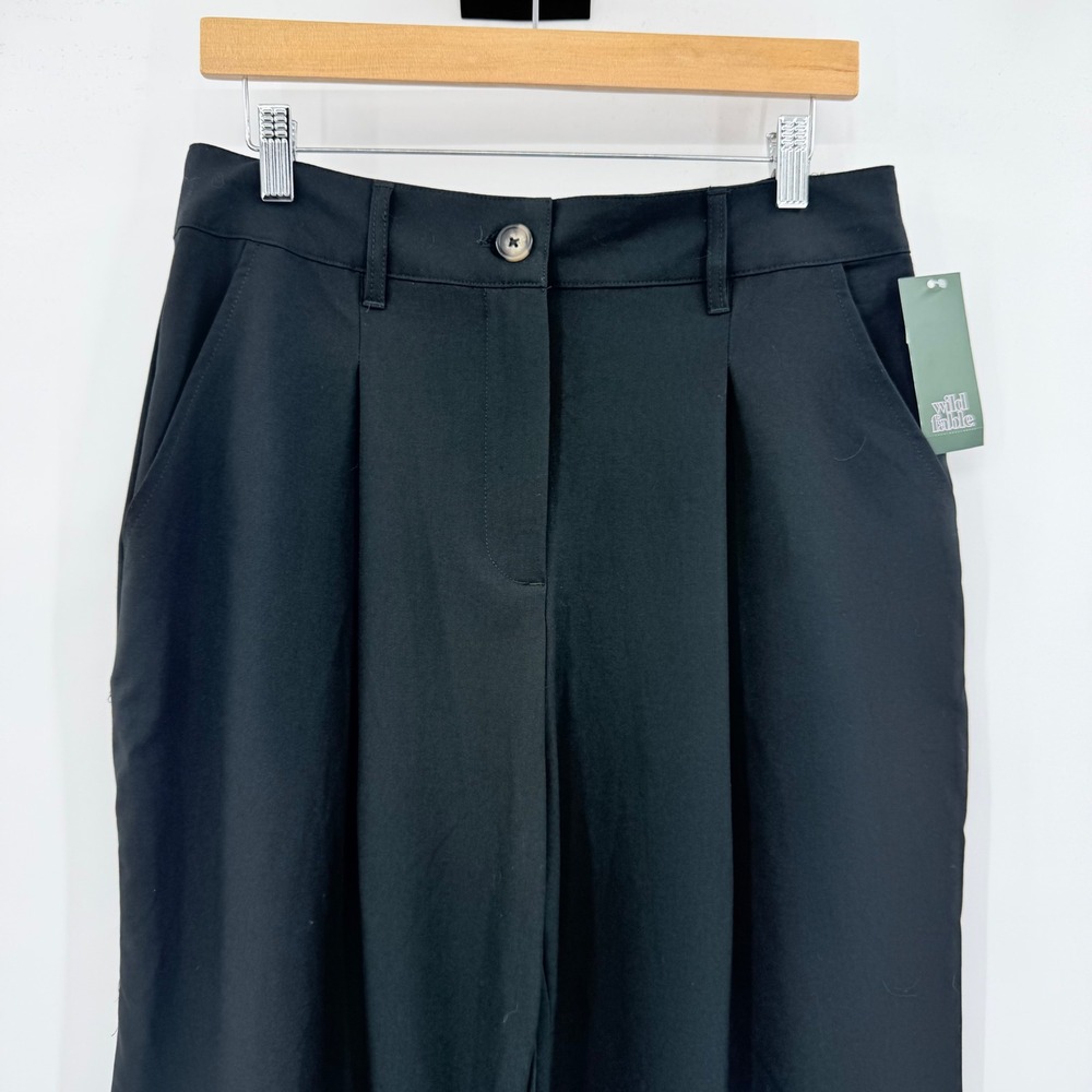 Wild Fable Womens High-Rise Pleated Wide Leg Trousers Black Size 10 NWT - Picture 4 of 4